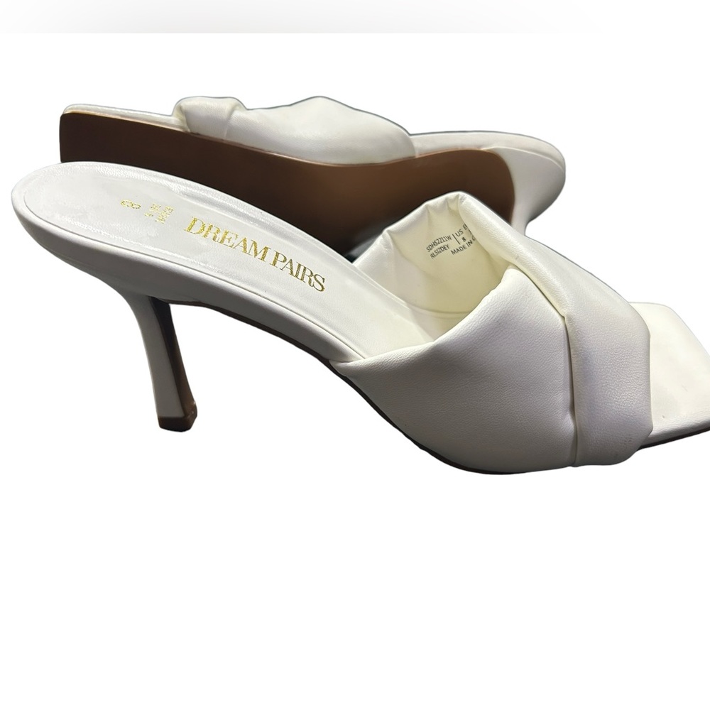 DREAM PAIRS womens whote open toe slip on square toe heels size 8 NWOB - Picture 5 of 9